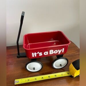 Red Decorative Baby Boy Announcement Wagon